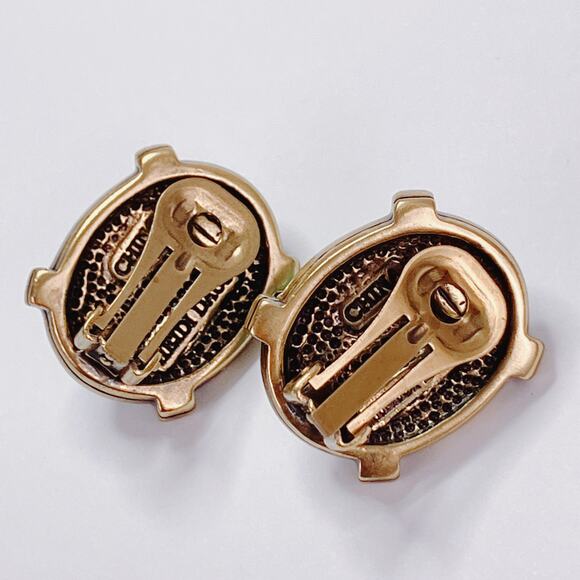 Signed Heidi Daus Bold & Beautiful Crystal Button Clip Earrings Art Deco Revival - Picture 7 of 11